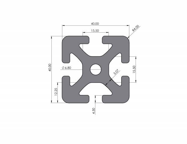 Aluminiumprofil 40x40 schwer Nut 8 I-Typ